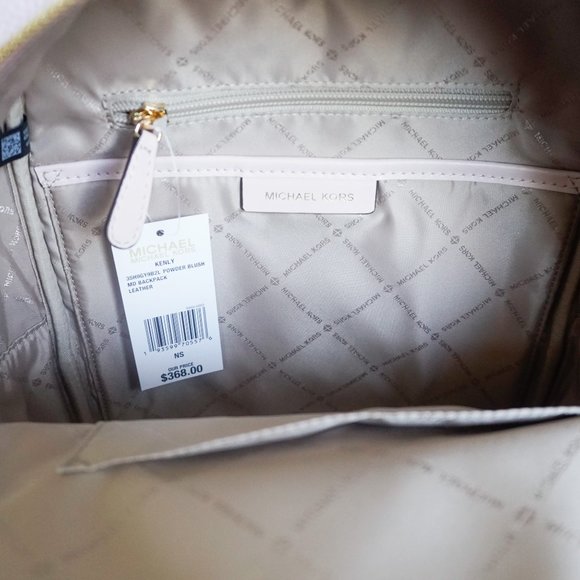 Michael Kors Kenly Medium Backpack Pebbled Leather Pink Gold Toned Studs